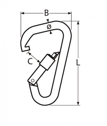 Asymmetrische rvs karabijnhaak 0
