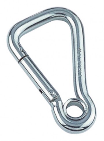 Asymmetrische rvs karabijnhaak met oog 8x80mm