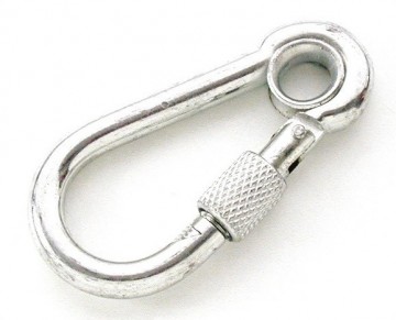 Karabijnhaak 70 mm verzinkt met schroefsluiting en oog