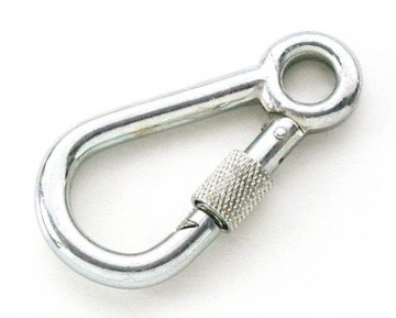 Karabijnhaak verzinkt 80 mm met schroefsluiting en vast oog